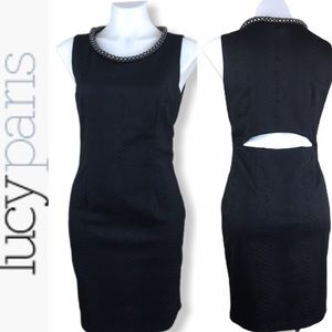 LUCY PARIS Cut Out Rhinestones Embellished Dress